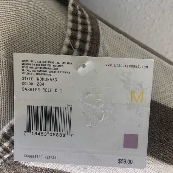 Liz Claiborne Striped V Neck Sweater Size M - Picture 6 of 7